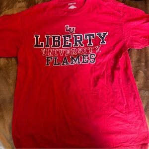 Liberty University  Flames Red Short Sleeve Shirt size Large